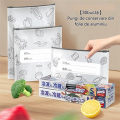 🥩【30bucăți】Pungă sigilată din folie de aluminiu cu fermoar, pentru păstrarea prospețimii, pentru uz casnic la frigider de calitate alimentară