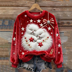 🎄❄️【Ειδική τιμή -50%】Γυναικείο Χριστουγεννιάτικο Πουλόβερ από Φανέλα, με Εξαιρετικό Σχέδιο
