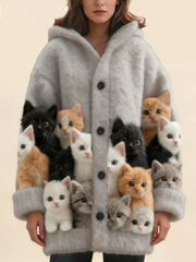 🐱【Nou sosit】Cardigan tricotat cu imprimeu pisică