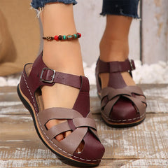 ✨Sandale Ortopedice din Piele pentru Femei | Pantofi de Vară cu Talpă Moale, Model Împletit Retro, Anti-Alunecare și Calmare Dureri de Picioare