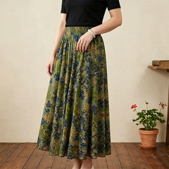 👗🌸【M-4XL】Fustă midi cu talie înaltă și imprimeu floral, la modă