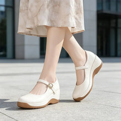 【Piele Naturală Premium】Pantofi Eleganți în Stil Francez cu Toc Wedge