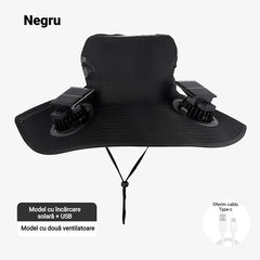☀️🧢Pălărie tip pescar cu ventilator solar — protecție solară, umbrire și design pliabil pentru depozitare ușoară 💨