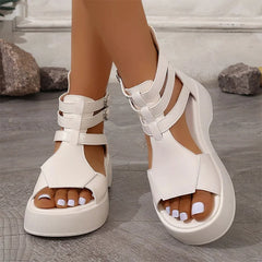 🍂【Piele naturală premium selecționată】Sandale romane retro cu talpă groasă, stil modern