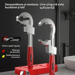 Cheie reglabilă multifuncțională din aliaj de aluminiu pentru baie, cheie pentru furtunul robinetului și cheie pentru chiuvetă.