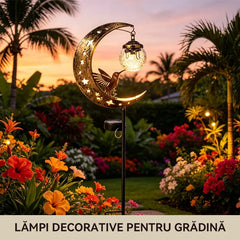 🐦🌙Lampă solară decorativă pentru grădină, cu colibri și lună