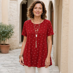 【Noutate Vară 2026】Tricou Elegant în Stil European cu Buline și Decolteu Rotund, Bluză Lejeră și Confortabilă, 4 Culori (S-5XL)! ✨