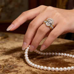 💍💎【Τέσσερα σε Ένα】Ανοιχτό Δαχτυλίδι με Ένθετα και Επικαλυπτόμενα Ζιργκόν 💎💍